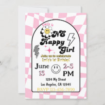 ワンハッピーガール誕生日招待状
