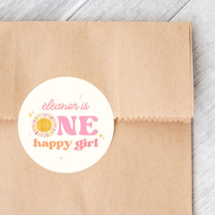 ワンハッピーガールBoho Sun 1st Birthdayスタンプ ラウンドシール