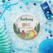 ワンハッピーキャンパーの最初の誕生日パーティー ペーパープレート (パーティー)