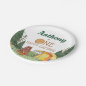 ワンハッピーキャンパーの最初の誕生日パーティー ペーパープレート (アングル)