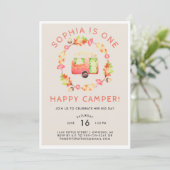 ワンハッピーキャンパーの最初の誕生日パーティー 招待状 (スタンド正面)