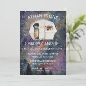 ワンハッピーキャンパーの最初の誕生日パーティー 招待状 (スタンド正面)