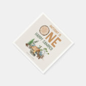 ワンハッピーキャンパーウォーターカラーウッドランド1歳の誕生日 スタンダードカクテルナプキン (角)