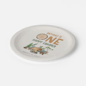 ワンハッピーキャンパーウォーターカラーウッドランド1歳の誕生日 ペーパープレート (アングル)