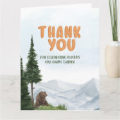 ワンハッピーキャンパーウッドボーイズ1st誕生日 サンキューカード (正面)