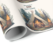 ワンハッピーキャンパーウッドボーイズ1st誕生日 ラッピングペーパー (ロールコーナー)