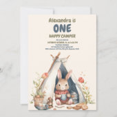 ワンハッピーキャンパーウッドボーイズ1st誕生日 招待状 (正面)