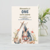 ワンハッピーキャンパーウッドボーイズ1st誕生日 招待状 (スタンド正面)