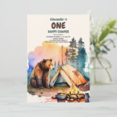 ワンハッピーキャンパーウッドボーイズ1st誕生日 招待状 (スタンド正面)