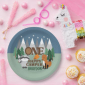 ワンハッピーキャンパーウッドランドキャンピングキュートマウンテン ペーパープレート (パーティー)