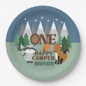 ワンハッピーキャンパーウッドランドキャンピングキュートマウンテン ペーパープレート (正面)