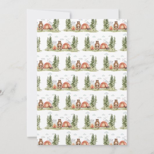 ワンハッピーキャンパーウッドランドファースト誕生日 招待状 (裏面)