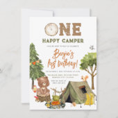 ワンハッピーキャンパーウッドランドベアーボーイズ1歳 招待状 (正面)