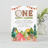 ワンハッピーキャンパーウッドランドベアーボーイズ1歳 招待状 (スタンド正面)