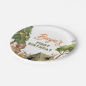 ワンハッピーキャンパーウッドランドボーイ1歳パーティー ペーパープレート (アングル)