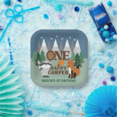 ワンハッピーキャンパーウッドランド動物テントキャンプ ペーパープレート (パーティー)