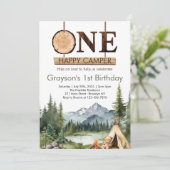 ワンハッピーキャンパーウッドランド1stキャンプ誕生日 招待状 (スタンド正面)