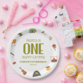 ワンハッピーキャンパーキャンピングファーストバースデーパーティー ペーパープレート (パーティー)