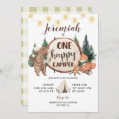 ワンハッピーキャンパーキャンピングファースト誕生日招待状 招待状 (正面/裏面)