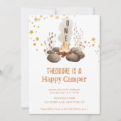 ワンハッピーキャンパーキュートファースト誕生日 招待状 (正面)