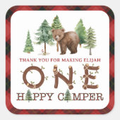 ワンハッピーキャンパーサンキュースクエアステッカー スクエアシール (正面)