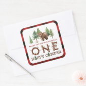 ワンハッピーキャンパーサンキュースクエアステッカー スクエアシール (封筒)