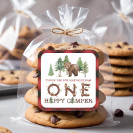 ワンハッピーキャンパーサンキュースクエアステッカー スクエアシール