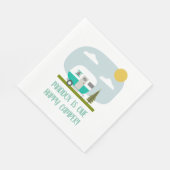 ワンハッピーキャンパーターコイズトレーラー誕生日 スタンダードランチョンナプキン (角)