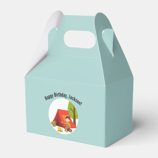 ワンハッピーキャンパーファースト誕生日テントアウトドアパーティー フェイバーボックス (正面サイド)