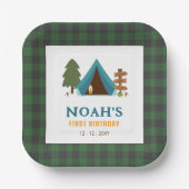 ワンハッピーキャンパーボーイズファースト誕生日 ペーパープレート (正面)