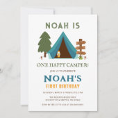 ワンハッピーキャンパーボーイズファースト誕生日 招待状 (正面)