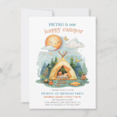 ワンハッピーキャンパーボーイズ1歳の誕生日招待状 招待状 (正面)