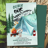 ワンハッピーキャンパーボーイズ1歳の誕生日招待状 招待状