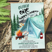 ワンハッピーキャンパーボーイズ1歳の誕生日招待状 招待状