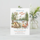 ワンハッピーキャンパーボーイズ1歳の誕生日招待状 招待状 (スタンド正面)