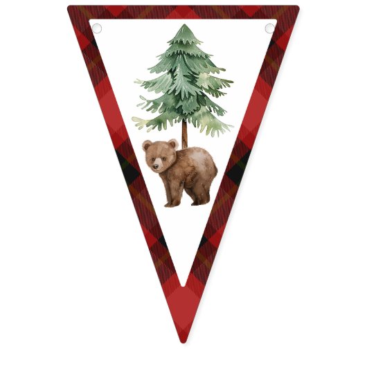 ワンハッピーキャンパーレッドバッファロープレイド1歳 バンティングフラッグ (第10の旗)