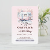 ワンハッピーキャンパー子供の誕生日写真 招待状 (スタンド正面)