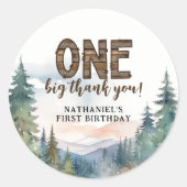 ワンハッピーキャンパー素朴誕生日ありがとう ラウンドシール (正面)
