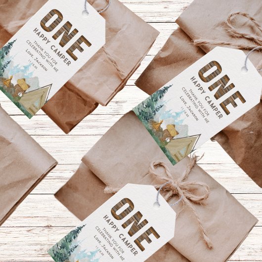 ワンハッピーキャンパー誕生日の好意 ギフトタグ