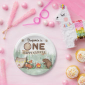 ワンハッピーキャンパー誕生日キャンプパーティープレート ペーパープレート (パーティー)