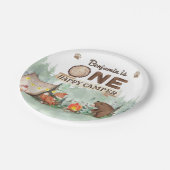 ワンハッピーキャンパー誕生日キャンプパーティープレート ペーパープレート (アングル)