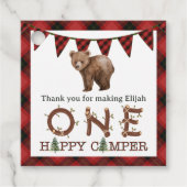 ワンハッピーキャンパー誕生日サンキューメッセージカード フェイバータグ (正面)