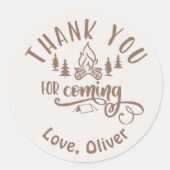 ワンハッピーキャンパー誕生日サンキュー ラウンドシール (正面)