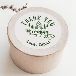 ワンハッピーキャンパー誕生日サンキュー ラウンドシール