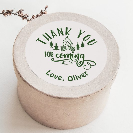 ワンハッピーキャンパー誕生日サンキュー ラウンドシール