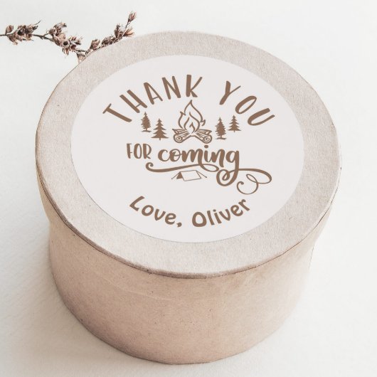 ワンハッピーキャンパー誕生日サンキュー ラウンドシール