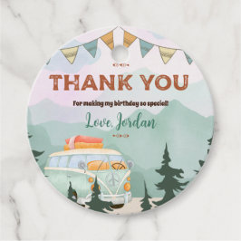 ワンハッピーキャンパー誕生日サークルサンキューユユーラベル フェイバータグ