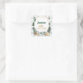 ワンハッピーキャンパー誕生日パーティステッカー スクエアシール (バッグ)