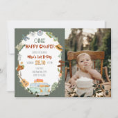 ワンハッピーキャンパー誕生日招待状カード 招待状 (正面)