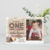 ワンハッピーキャンパー誕生日招待状キャンピングパーティー 招待状 (スタンド正面)